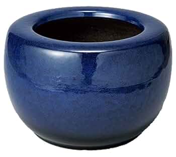 青色釉薬の陶器火鉢 火鉢と炭道具の販売 骨董 斎明堂 / 甘手台付青色海鼠火鉢